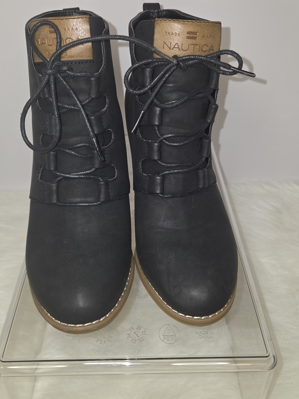 Nautica Women's Black Lace-Up Ankle Boots